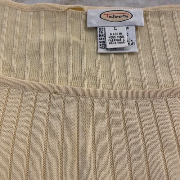 Talbots Women's Ribbed Short Sleeve Shirt; Square Neck; Yellow; Large - Picture 4 of 5